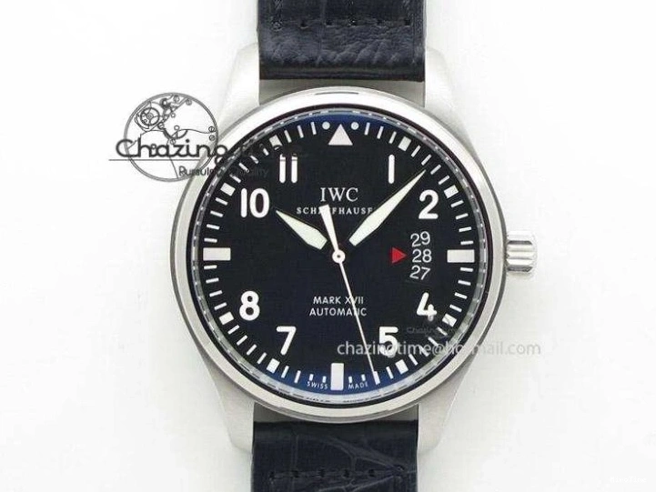 MIROTIME 0128 Youthful Pilot Spitfire 3878 Chrono BP Gray Dial SS On Black Leather Strap A 7368